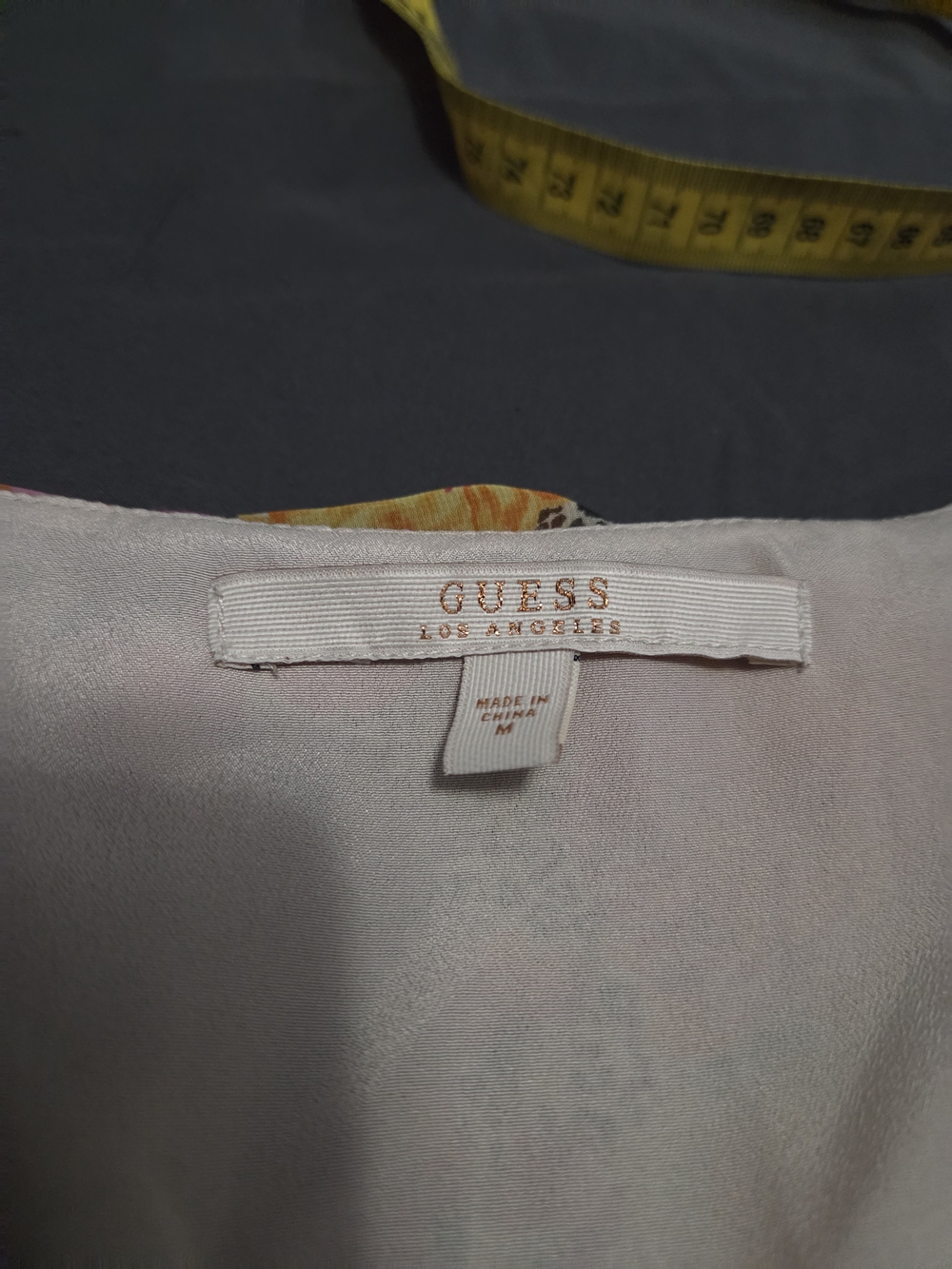 Guess Floral Ruffle High-Low Dress in Pink, Yellow, Cream - Picture 3 of 9